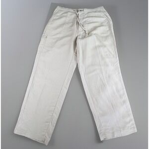 John Henry Pants Men XL 40-42 Beige Linen Blend Cargo Relaxed Coastal Minimalist
